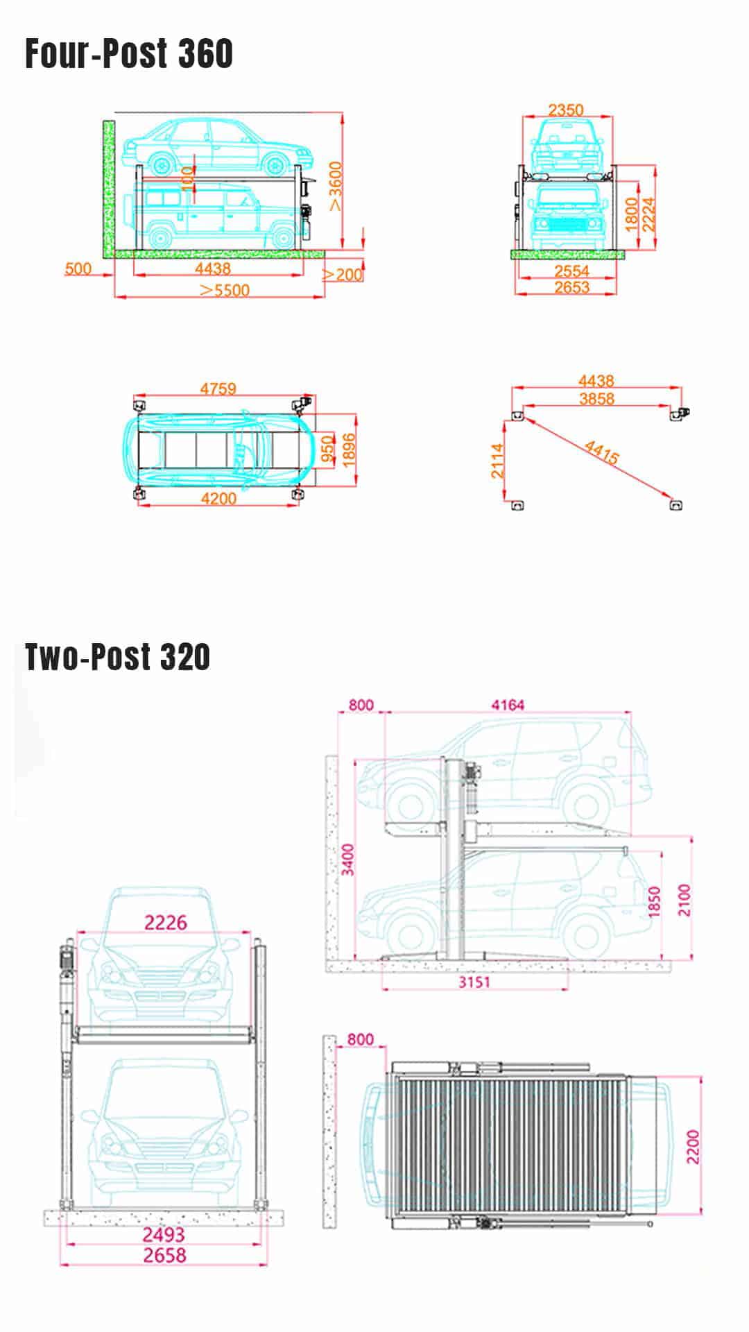 2-post-lift-vs-4-post-lift-structural-difference-parking-lift-dimensions-2