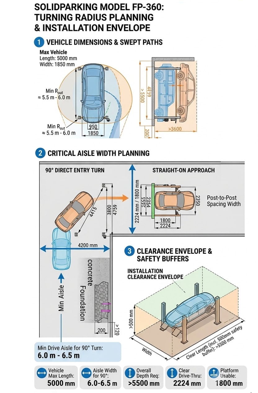 vehicle movement planning for car lift installation