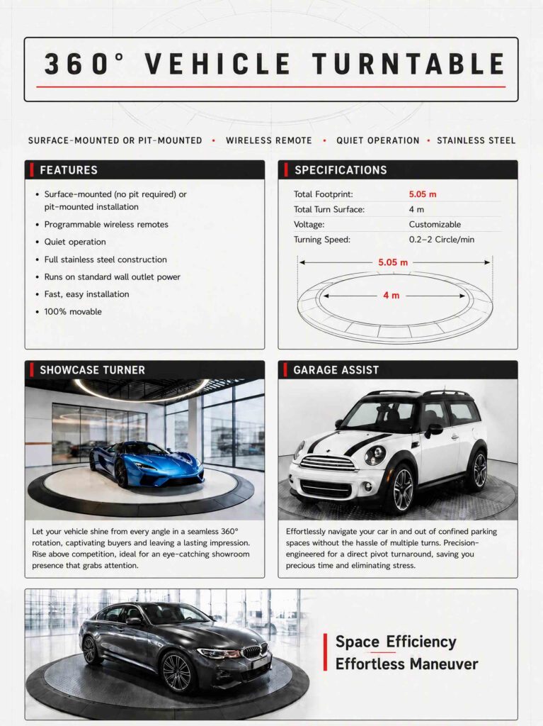 car turn table for showroom-specs